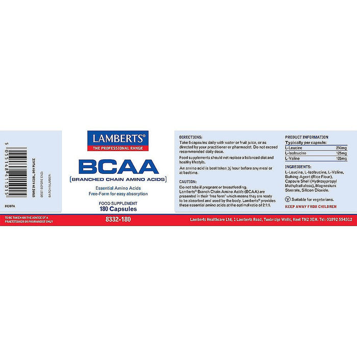 Lamberts BCAA (Branch Chain Amino Acids) 180 Capsules