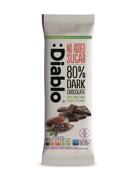 Diablo Sugar Free Dark Chocolate 80% with Stevia 75g