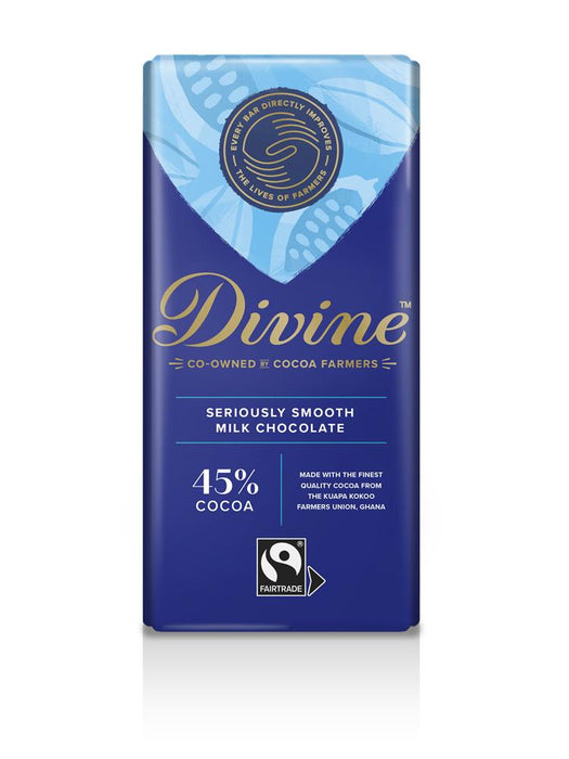 Divine Chocolate Fairtrade 45% cocoa Milk Choc 90g