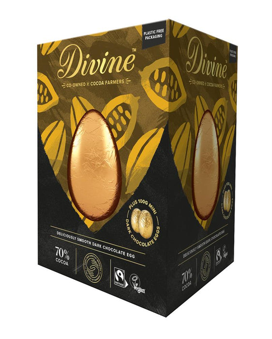 Divine Chocolate 70% Dark Chocolate Luxury Egg 260g