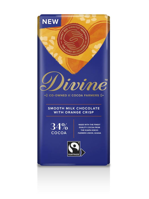 Divine Chocolate Milk Choc & Orange Crisp 90g