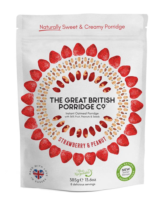 The Great British Porridge Com Strawberry & Peanut Butter 385gbag