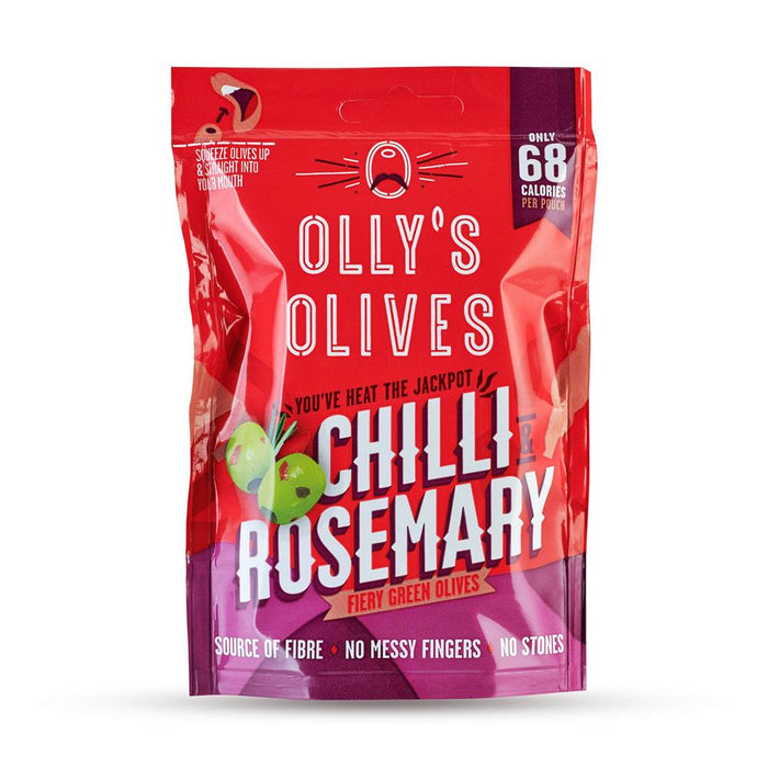 Ollys Chili & Rosemary Green Olives 50g