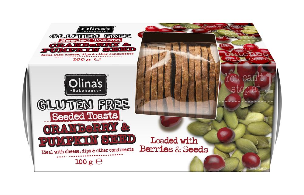 Olinas Bakehouse Gluten Free Cranberry & Pumpkin Toasts 100g