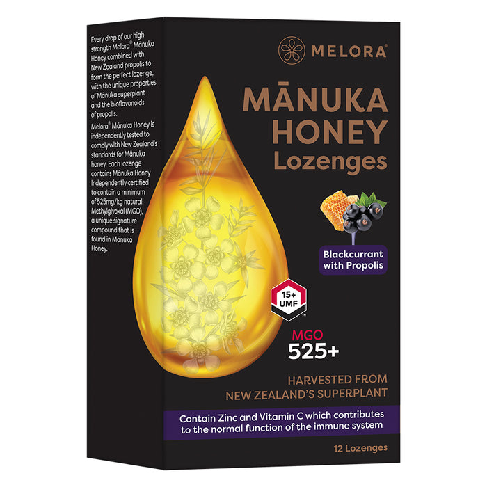 Melora Manuka, Blk & Propolis Loz 12 lozenges