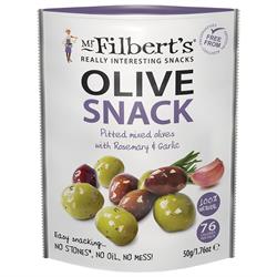 Mr Filberts Mixed Olives Rosemary & Garlic 50g