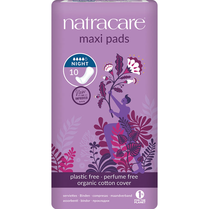 Natracare 10 Maxi Pads Night Time