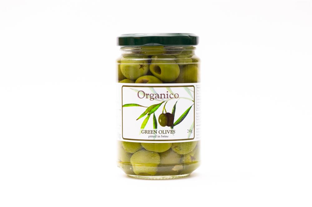 Organico Org Green Olives in Brine 280g