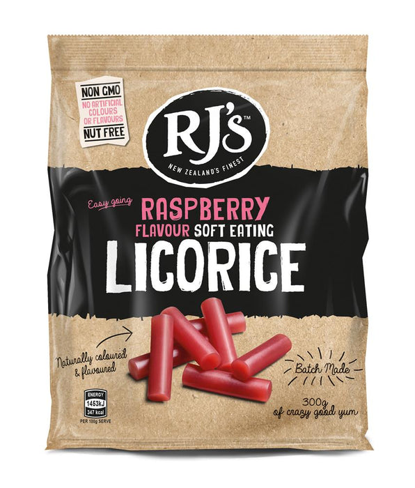 RJ Licorice Natural Soft Raspberry Licoric 300g