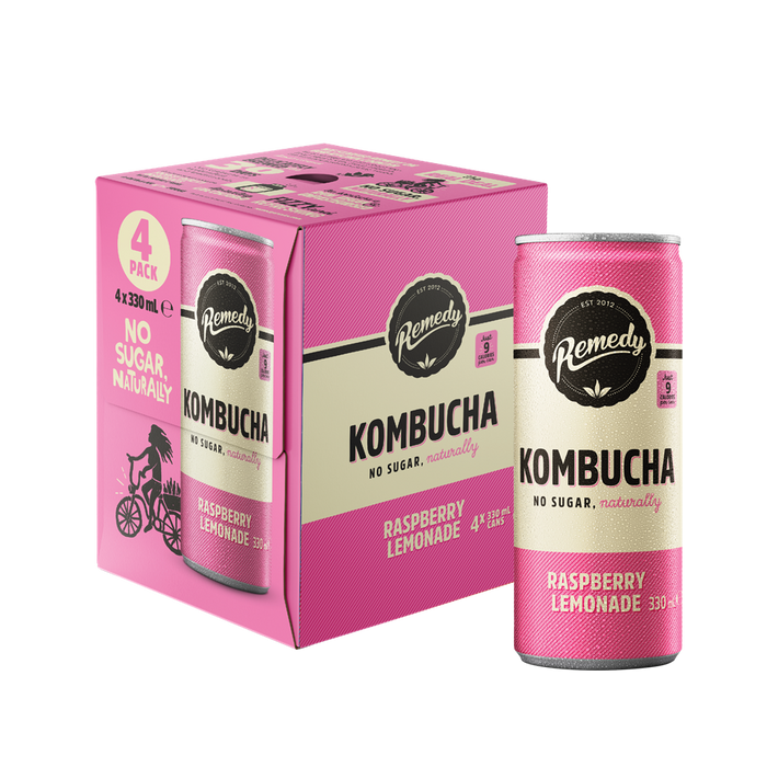 Remedy Kombucha Raspberry Lemonade 330ml x 4