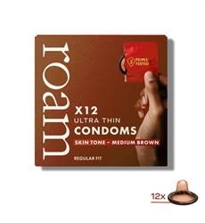 Roam Skin Tone Condoms Medium Brown 12 Pack