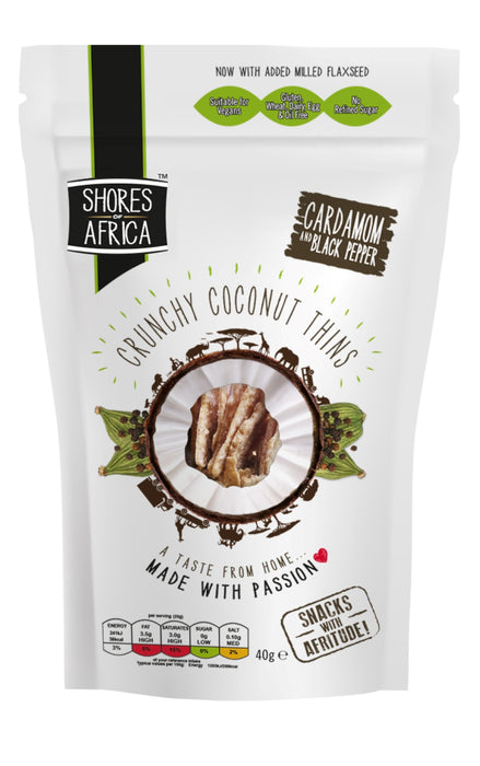 Shores Of Africa Coconut Thins Cardamom 40g
