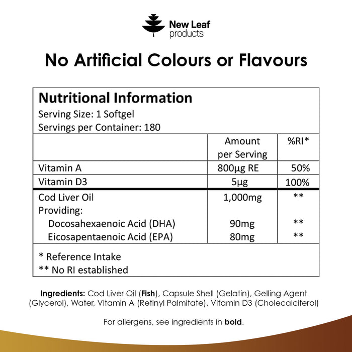 New Leaf Cod Liver 1000mg 180 Capsules