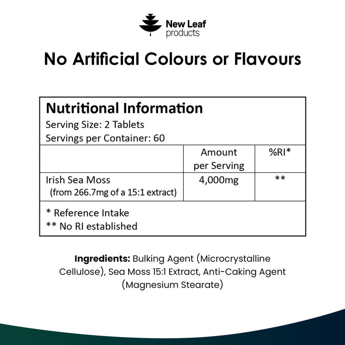 New Leaf Sea Moss 120 Vegan Tablets