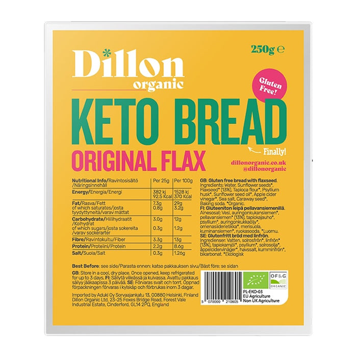 Dillon Organic Gluten Free Flax Bread 250g