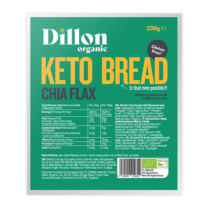 Dillon Organic Gluten Free Chia Flax Bread 250g