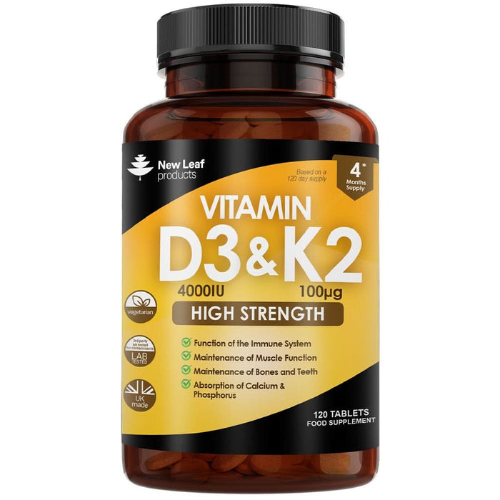 New Leaf Vitamin D3 4000iu & K2 100mcg 120 Tablets