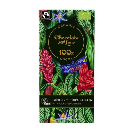 Chocolate and Love Ginger  Cocoa with Candied Ginger 80g