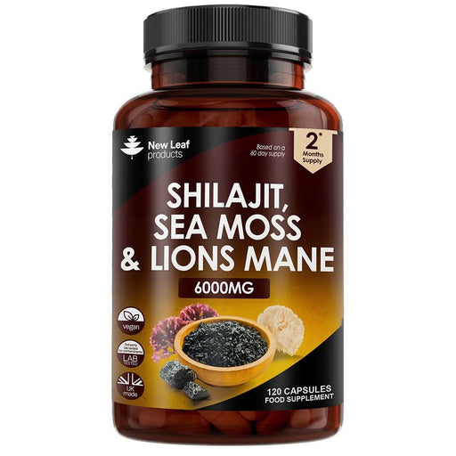 New Leaf Shilajit Sea Moss & Lions Mane 6000mg 120 Vegan Capsules