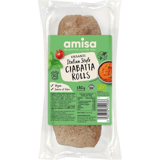 Amisa Organic White Ciabatta Rolls 180g