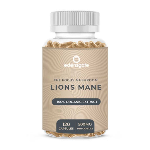 Edens Gate Lions Mane Mushroom Premium Extract 500mg 120 Capsules