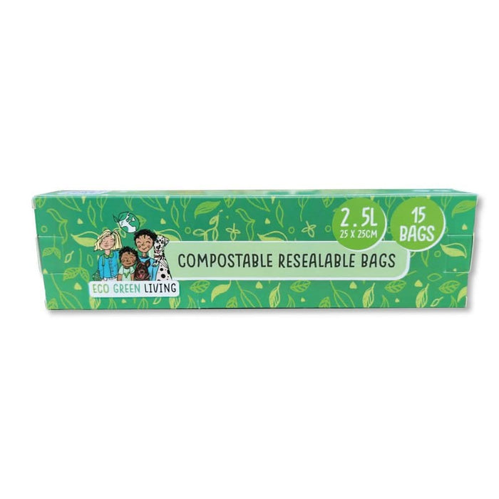 Eco Green Living 2.5L 15 Resealable Ziplock Bags