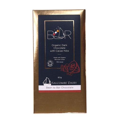 Salcombe Dairy Dark Nibs Organic Choc Bar 80g