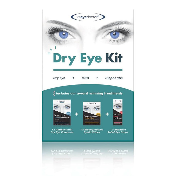 The Eye Doctor Dry Eye Kit Box Eye Compress, Eyelid Wipes, Eye Drops