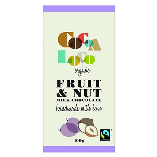Cocoa Loco Organic  Milk Choc Fruit & Nut Bar 100g