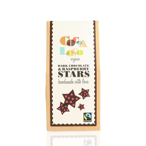 Cocoa Loco Organic Dark Choc Raspberry Stars 100g