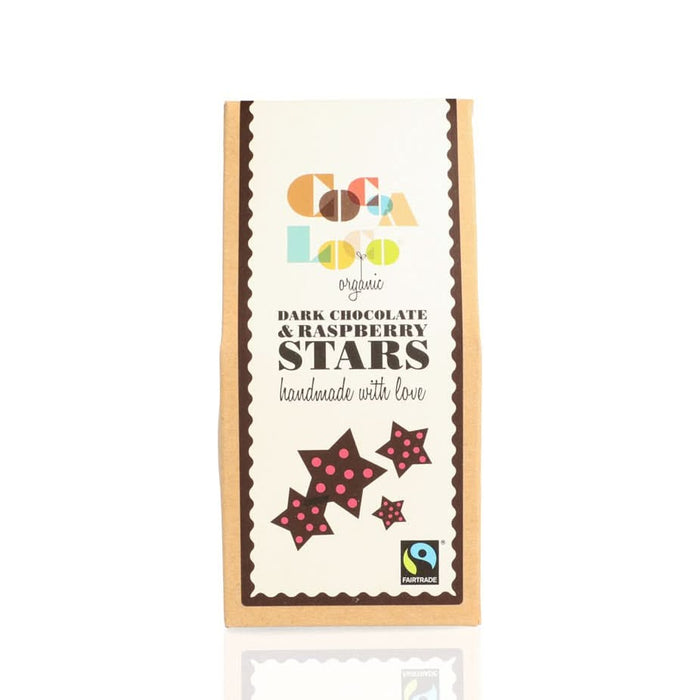 Cocoa Loco Organic Dark Choc Raspberry Stars 100g