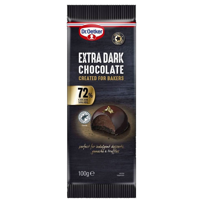 Dr Oetker Extra Dark Chocolate Bar 72% 100g