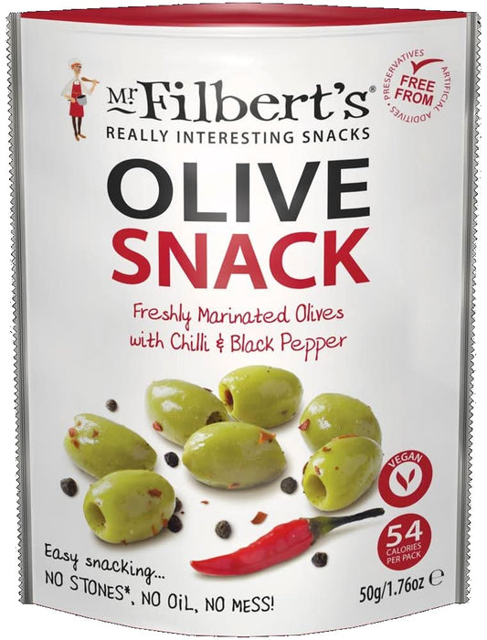 Mr Filberts Chilli and Black Pepper Olives 50g
