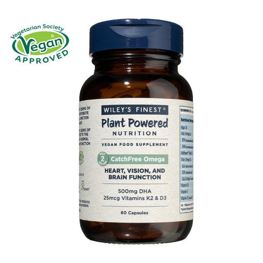 Wiley's Finest Vegan Omega-3 DHA 500mg - Algae-Based 60 Capsules