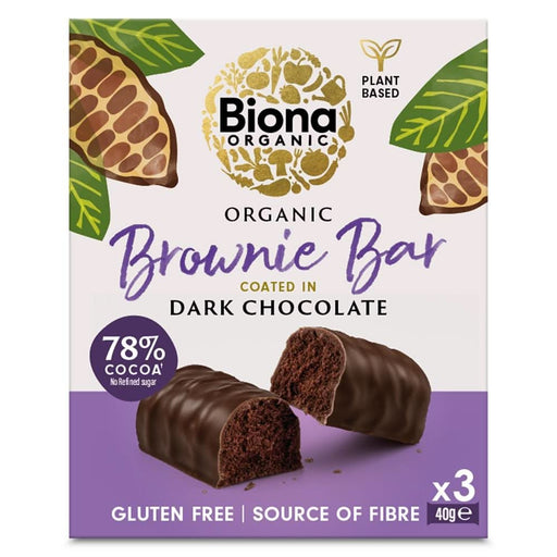 Biona Organic Dark Choc Brownie Bars 3 x 40g