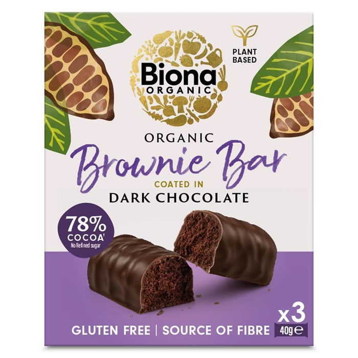 Biona Organic Dark Choc Brownie Bars 3 x 40g