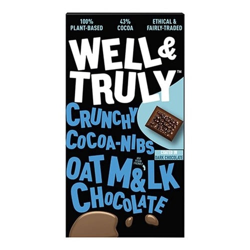 Well and Truly Oat M&lk Chocolate Cocoa Nibs 90g