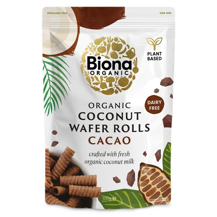 Biona Organic Coconut Wafer Cacao 100g