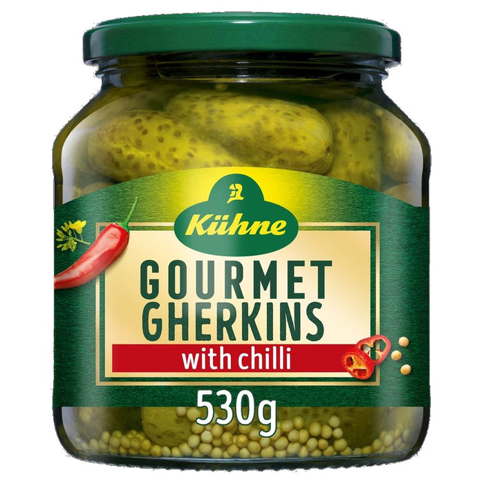 Kuhne Gourmet Gherkins With Chilli 530g