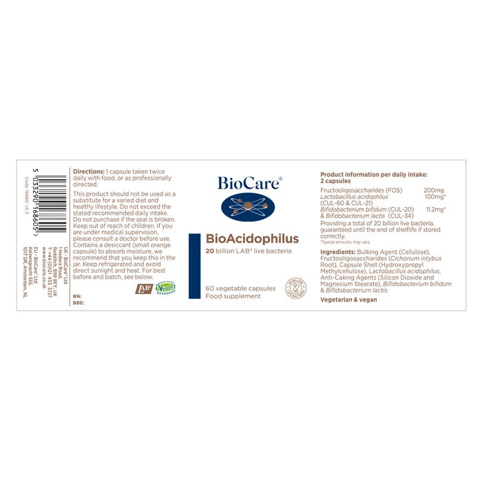 BioCare Bio-Acidophilus 120 Capsules - Biocare Probiotics