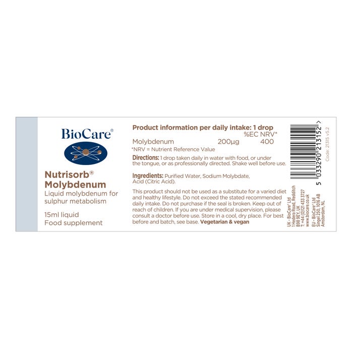 BioCare Nutrisorb Molybdenum Ascorbate 15ml Liquid