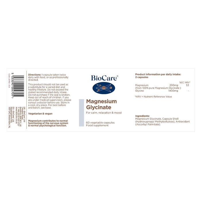 Biocare Magnesium Glycinate 60 Capsules