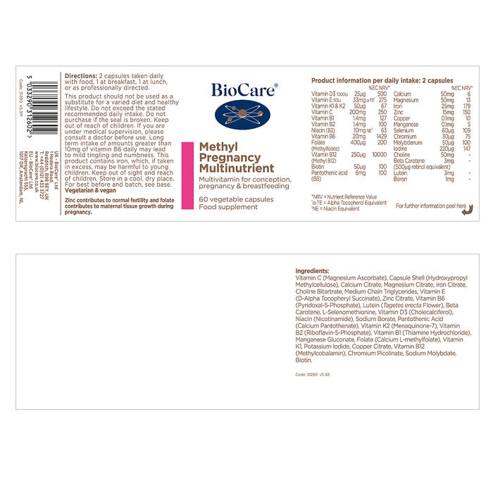 Biocare Methyl Pregnancy Multinutrient 60 Capsules