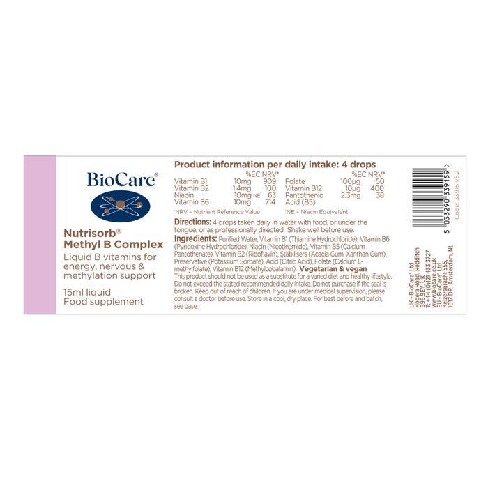 Biocare Nutrisorb Liquid Methyl B Complex 15ml