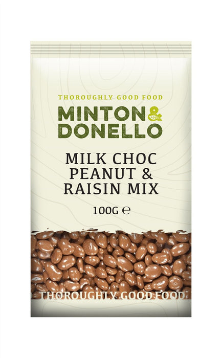 Minton & Donello Milk Chocolate Peanut & Raisin Mix 100g