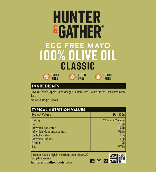 Hunter and Gather Egg Free Olive Oil Mayo 250g