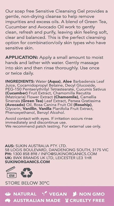 Sukin Sensitive Cleansing Gel 125ml