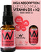 Well Actually Vitamin D3 2000IU and K2 liquid supplement in strawberry and rhubarb flavor, 25ml bottle