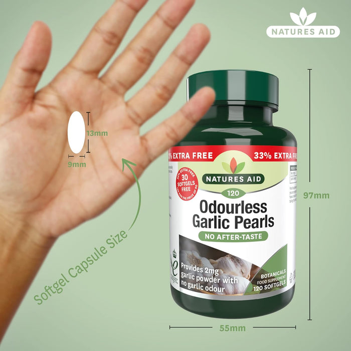 Natures Aid Odourless Garlic Pearls 120 Softgels