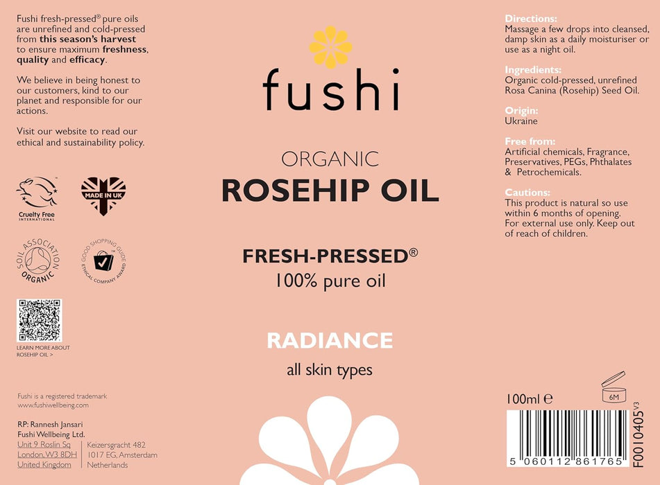 Fushi Wellbeing Organic Rosehip Seed Oil 100ml